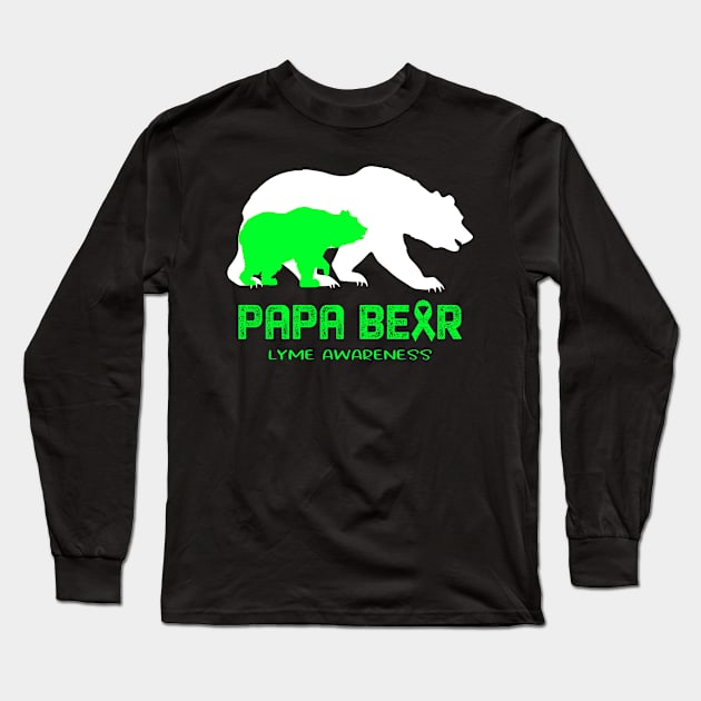 Papa Bear LYME Awareness Papa Bear Support LYME Gifts Long Sleeve T-Shirt by ThePassion99